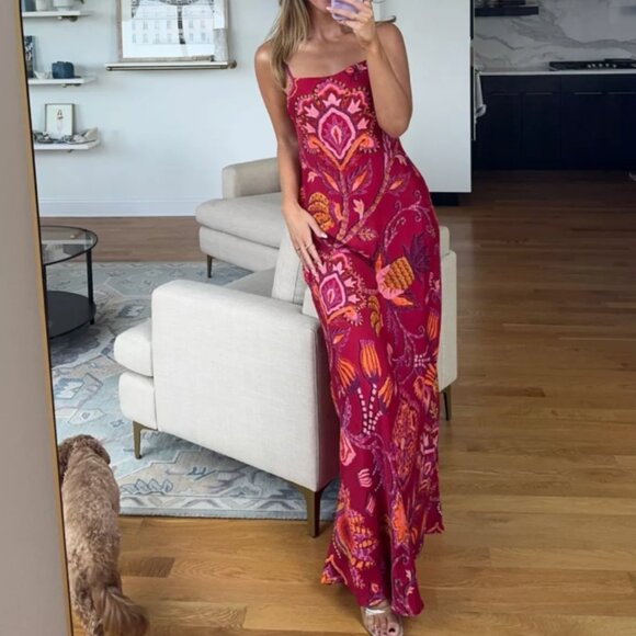 FARM RIO Sunset Tapestry Satin Maxi Dress - Picture 1 of 3